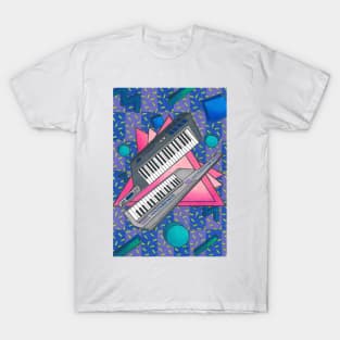 80's Keyboard Keytar Pattern T-Shirt